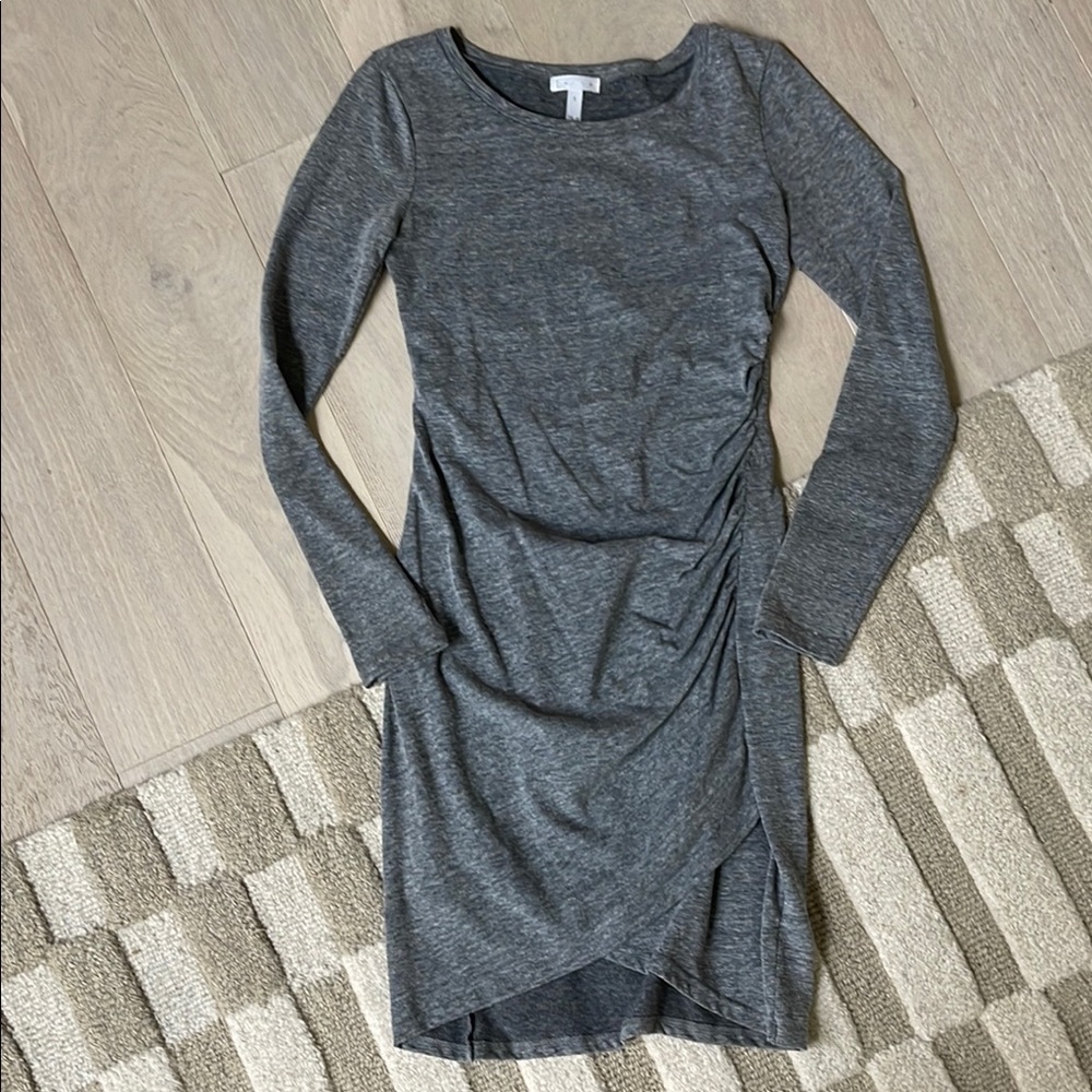 Leith Ruched Body Con Dress, Grey, Sz Small